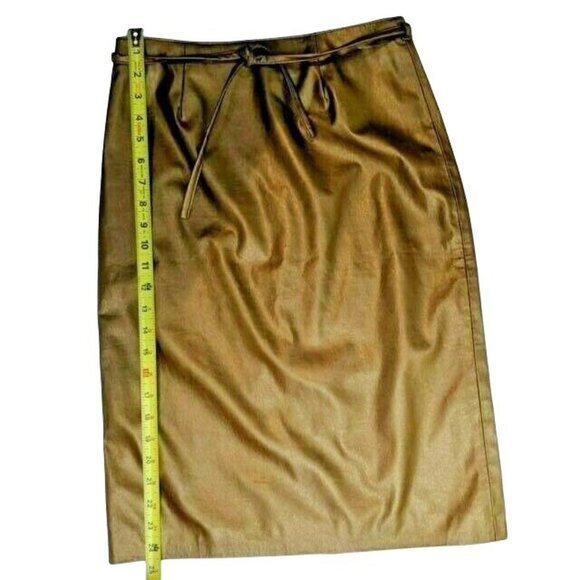 Affiniti Small Gold  Polyester Blend Zippered Back-belt waist-knee length Skirt - Picture 4 of 9